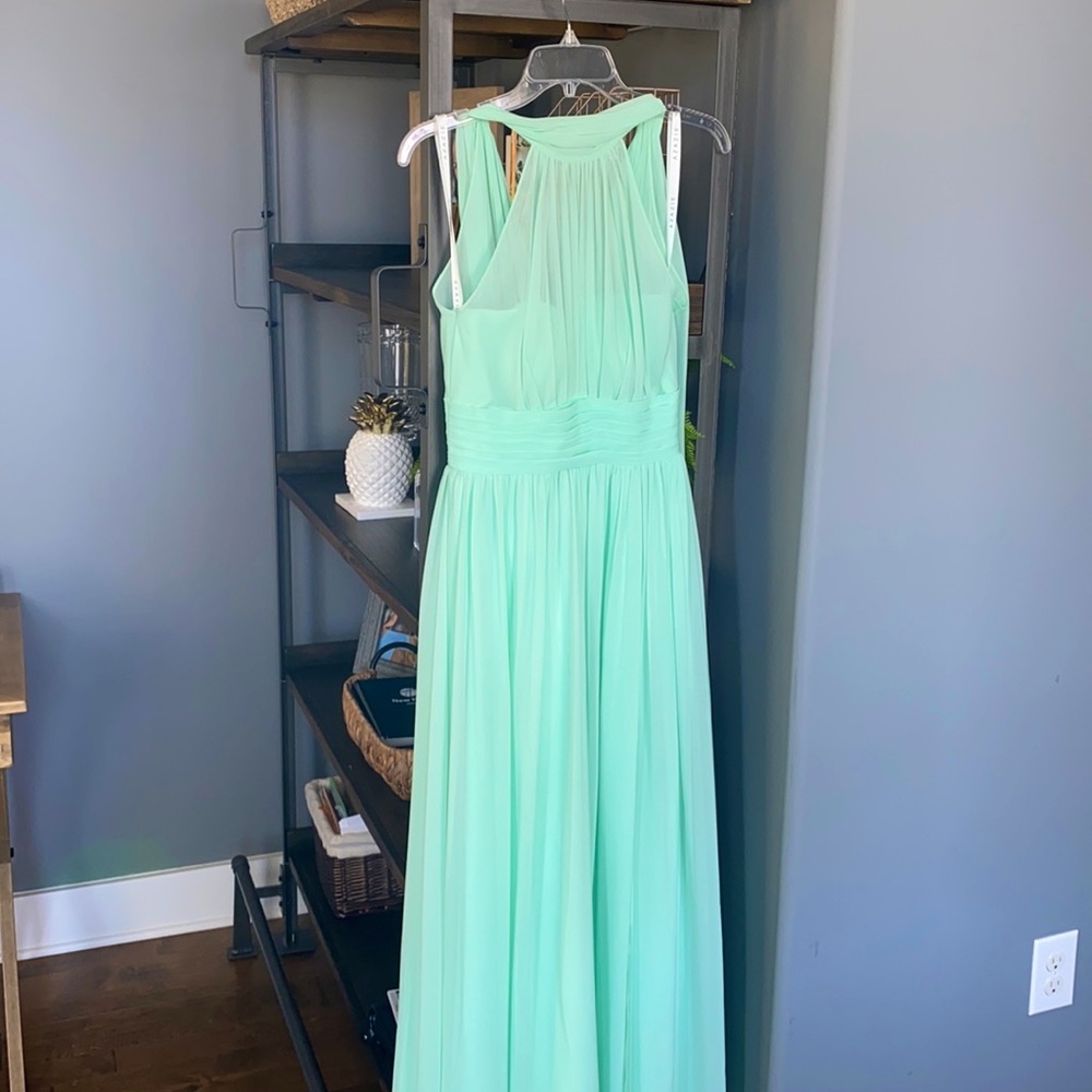 Azazie full length dress mint green